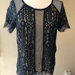 NWOT Black Tape Black Lace Blouse Size Small